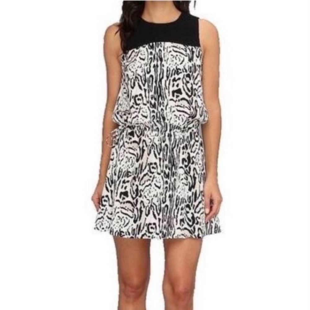 Joie Floreal Silk Sleeveless Dress in Caviar Size S